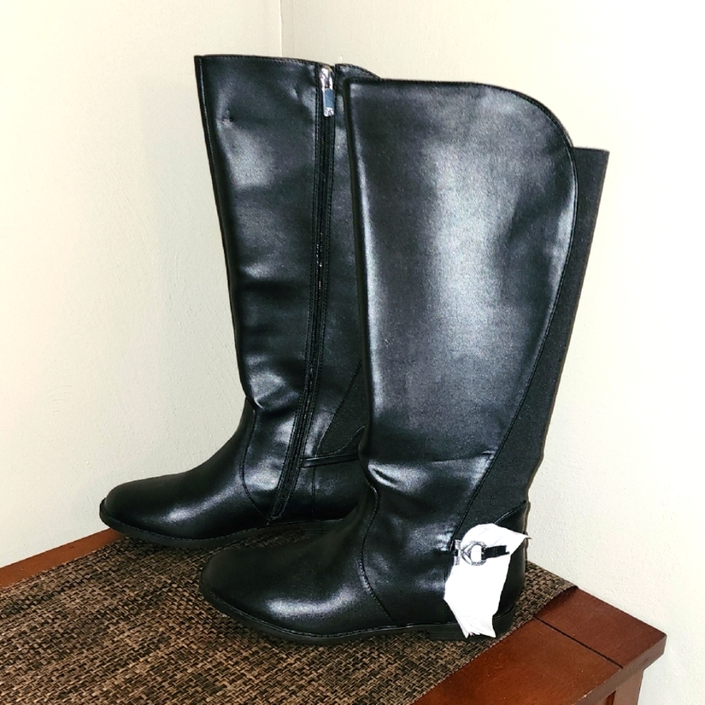 New Kenneth-Cole New York Knee-High Women's Boots "KC" BUCKLE Leather Size 5